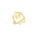Anillo abierto minimalista de acero inoxidable chapado en oro 18K con diseño de margarita - Color Dorado - Margarita