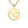 Collana con ciondolo occhio di Horus dorato in stile punk vintage con catena in acciaio inox - Oro