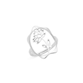 Bague ouverte en acier argenté avec motif floral évidé et finition lisse délicate - Couleur Acier - Lotus
