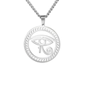 Collana in acciaio inossidabile argento con ciondolo rotondo cavo occhio di Horus - Colore acciaio