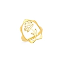 Bague ajustable en acier inoxydable plaqué or 18k avec motif fleur évidé - Couleur Or - Lotus