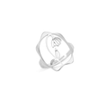 Bague fleur évidée en argent en acier inoxydable avec anneau ouvert ajustable - Couleur Acier - Lotus des Neiges