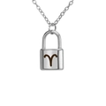 Collar con colgante de candado signo Aries en plata pulida y cadena de acero - Aries / Plateado