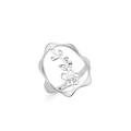 Bague ajourée fleurie en acier inoxydable poli pour femme style minimaliste - Couleur Acier - Aubépine
