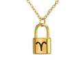 Collar con colgante de candado signo aries dorado con acabado pulido y cadena delicada - Aries / Dorado