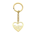 Portachiavi a cuore dorato lucido con design a onde traforate su sfondo bianco - Oro