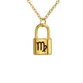 Collar con colgante de candado chapado en oro con el símbolo del zodiaco Virgo - Virgo / Dorado