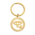 Portachiavi Occhio di Horus dorato in acciaio inossidabile con amuleto egizio classico - Oro