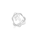 Bague ouverte en acier argenté avec motif fleur ajouré et bords ondulés - Couleur Acier - Narcisse