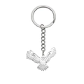 Holle roestvrijstalen uil sleutelhanger met gespreide vleugels en zilveren ring - Holle Uil (Zilver)