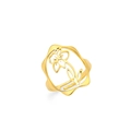 Bague ouverte en acier inoxydable doré 18k avec motif fleur évidée et bord ondulé - Couleur Or - Narcisse