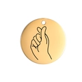 Polierter goldener runder Edelstahl-Anhänger mit lasergeätztem Herz-Gesten-Symbol - Herz-Geste (Stil 3) / Gold