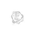 Bague ouverte en acier inoxydable avec motif rose évidée argentée ajustable - Couleur Acier - Rose