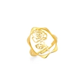 Bague ajustable en acier inoxydable plaqué or 18k avec une fleur de rose ajourée - Couleur Or - Rose