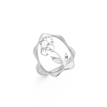 Bague fleurie creuse en argent et acier inoxydable avec cadre à ondes élégantes - Couleur Acier - Iris