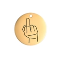 Polierter runder Edelstahl-Anhänger in Gold mit einem minimalistischen Mittelfinger-Gesten - Mittelfinger (Stil 5) / Gold