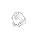 Bague fleur en argent avec motif marguerite ajouré et anneau ouvert ajustable - Couleur Acier - Chrysanthème