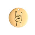 Goldener Rock-Handzeichen-Anhänger aus Edelstahl in runder Form für Halsketten - Rock-On-Geste (Stil 6) / Gold