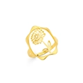 Bague ouverte en acier inoxydable plaqué or 18k avec motif floral marguerite ajouré - Couleur Or - Chrysanthème