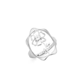 Bague ouverte en argent au design floral creux avec une finition en acier poli - Acier-Cosmos