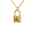 Collar de cadena de acero inoxidable con colgante de candado signo Leo en oro pulido - Leo / Dorado