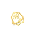 Bague ajustable en acier inoxydable plaqué or 18k avec motif floral évidé - Or-Cosmos