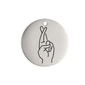 Runder Anhänger aus Edelstahl in Silber mit gravierter Glück-Geste Gekreuzte Finger - Gekreuzte Finger (Stil 10) / Stahlfarben