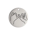 Runder Anhänger aus gebürstetem Edelstahl mit minimalistischem Pinky Swear Liniendesign - Kleiner-Finger-Schwur (Stil 15) / Stahlfarben