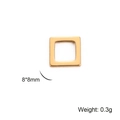 Polished gold square hollow pendant 8x8mm stainless steel charm for DIY jewelry - Square / Gold