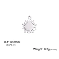 Silver starburst charm pendant in stainless steel for DIY jewelry making 8x10mm - Sun / Steel