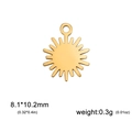 Golden stainless steel sunburst charm pendant measuring 8.1x10.2mm and weighing 0.3g - Sun / Gold