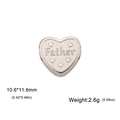 Polished stainless steel heart charm featuring Father engraving and heart details - Father / Steel