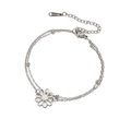 Silver stainless steel double-layered daisy bracelet with adjustable lobster clasp - Ball Chain / Steel