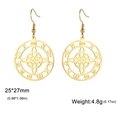 Goldene Mondhexe Knoten Ohrringe aus Edelstahl mit runden geometrischen Gravuren - Gold