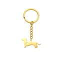 Porte-clés teckel doré avec découpe en cœur et chaîne à maillons sur fond blanc pur - Dachshund (Gold)