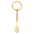 Polished gold tennis racket pendant keychain made of stainless steel with hollow grid - Gold Tennis Racket