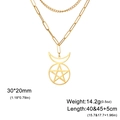 Collar de doble capa dorado de acero inoxidable con colgante de luna y estrella - Cadena de Eslabones Dorado