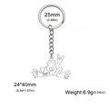 Silver hollow peace frog keychain in stainless steel with 25mm ring and animal pendant - Steel