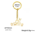 Golden hollow frog keychain with peace and rock gesture charms, size 24x40mm - Gold