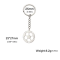 Silver hollow football keychain with dimensions 25x27mm and weight 8.2g in stainless steel - Silver