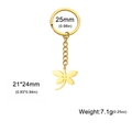 Portachiavi libellula dorato in acciaio inossidabile lucido con anello 25mm e pendente - Oro