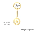 Golden hollow football keychain in stainless steel with key ring and chain detail - Gold