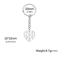 Portachiavi a cuore vuoto in acciaio inossidabile con pendente 22x22mm e anello 25mm - Anello 25mm - Ciondolo 22mm / Color Acciaio