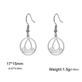 Pendientes de gota de acero plateado con diseño circular calado y ganchos de oreja - Ganchos de pendiente / Color acero