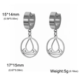 Pendientes elemento agua en plata con colgante geométrico de acero de titanio puro - Hebilla de oreja / Color acero