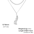 Silver stainless steel double-layered musical note pendant necklace with snake chain - Double Snake Chain Style / Steel