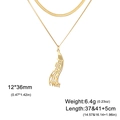 Golden double layer necklace featuring music note pendant and flat snake chain style - Double Snake Chain Style / Gold