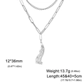 Silver layered stainless steel music note necklace with paperclip chain and circle links - Paperclip Weld Chain Style / Steel