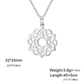 Silver geometric mandala necklace in stainless steel with 22x24mm cut-out pendant - Silver Cross Chain