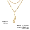 Golden double layered stainless steel necklace with music note pendant in paperclip style - Paperclip Weld Chain Style / Gold